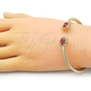 Oro Laminado Individual Bangle, Gold Filled Style Twist Design, with Ruby Cubic Zirconia and White Micro Pave, Polished, Golden Finish, 07.342.0002 (04 MM Thickness, One size fits all)