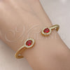 Oro Laminado Individual Bangle, Gold Filled Style Twist Design, with Ruby Cubic Zirconia and White Micro Pave, Polished, Golden Finish, 07.342.0002 (04 MM Thickness, One size fits all)