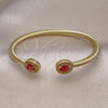 Oro Laminado Individual Bangle, Gold Filled Style Twist Design, with Ruby Cubic Zirconia and White Micro Pave, Polished, Golden Finish, 07.342.0002 (04 MM Thickness, One size fits all)