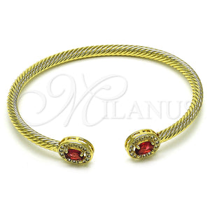 Gold Filled Jewelry — Individual Bangle Twist Design with Ruby Cubic Zirconia — main product view — SKU 155143 | Oro Laminado joyería — Individual Bangle Twist diseño with Ruby Cubic Zirconia — SKU 155143