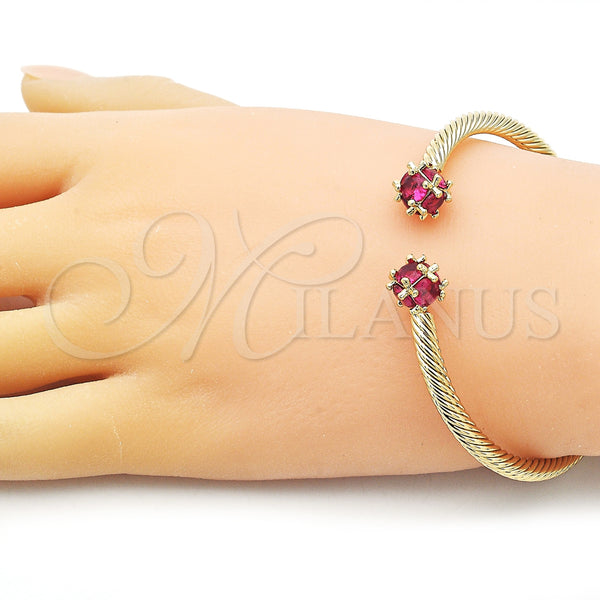 Gold Filled Jewelry — Individual Bangle Twist Design with Ruby Cubic Zirconia — alternate product view — SKU 155144 | Oro Laminado joyería — Individual Bangle Twist diseño with Ruby Cubic Zirconia — SKU 155144