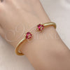 Oro Laminado Individual Bangle, Gold Filled Style Twist Design, with Ruby Cubic Zirconia, Polished, Golden Finish, 07.342.0003 (04 MM Thickness, One size fits all)