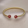 Oro Laminado Individual Bangle, Gold Filled Style Twist Design, with Ruby Cubic Zirconia, Polished, Golden Finish, 07.342.0003 (04 MM Thickness, One size fits all)