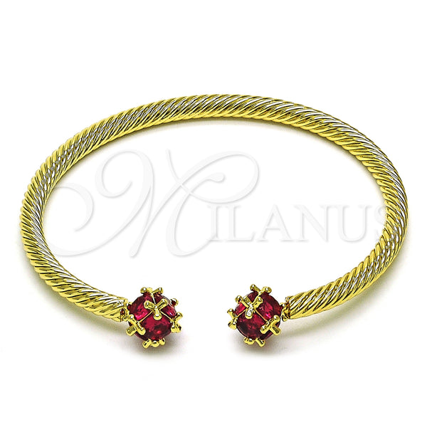 Gold Filled Jewelry — Individual Bangle Twist Design with Ruby Cubic Zirconia — main product view — SKU 155144 | Oro Laminado joyería — Individual Bangle Twist diseño with Ruby Cubic Zirconia — SKU 155144