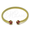 Oro Laminado Individual Bangle, Gold Filled Style Twist Design, with Ruby Cubic Zirconia, Polished, Golden Finish, 07.342.0003 (04 MM Thickness, One size fits all)