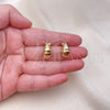 Oro Laminado Stud Earring, Gold Filled Style Teardrop Design, Diamond Cutting Finish, Golden Finish, 02.342.0326