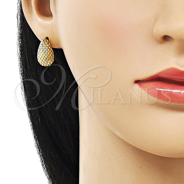 Gold Filled Ring — Stud Earring Teardrop Design Diamond Cutting 02. — alternate product view — SKU 155149 | Oro Laminado anillo — Stud Earring Teardrop diseño Diamond Cutting 02. — SKU 155149