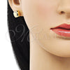 Oro Laminado Stud Earring, Gold Filled Style Polished, Golden Finish, 02.342.0331