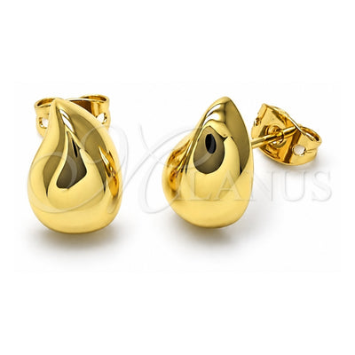 Oro Laminado Stud Earring, Gold Filled Style Teardrop Design, Polished, Golden Finish, 02.342.0333