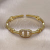 Oro Laminado Individual Bangle, Gold Filled Style Puff Mariner Design, with White Micro Pave, Polished, Golden Finish, 07.341.0055 (08 MM Thickness, One size fits all)