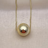 Oro Laminado Pendant Necklace, Gold Filled Style Ball and Box Design, Polished, Golden Finish, 04.213.0309.16 (01 MM Thickness, 16 Inches Length)