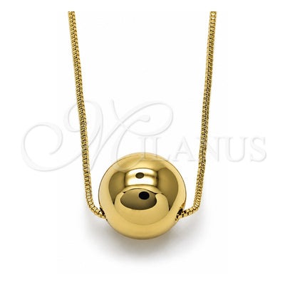 Oro Laminado Pendant Necklace, Gold Filled Style Ball and Box Design, Polished, Golden Finish, 04.213.0309.16 (01 MM Thickness, 16 Inches Length)