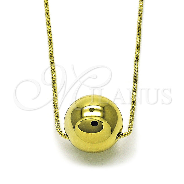 Gold Filled Necklace — Pendant Necklace Ball and Box Design Polished 04. — main product view — SKU 155165 | Oro Laminado collar — Pendant Necklace Ball and Box diseño pulido 04. — SKU 155165