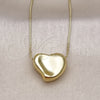 Oro Laminado Pendant Necklace, Gold Filled Style Heart and Hollow Design, Polished, Golden Finish, 04.213.0310.18 (01 MM Thickness, 18 Inches Length)