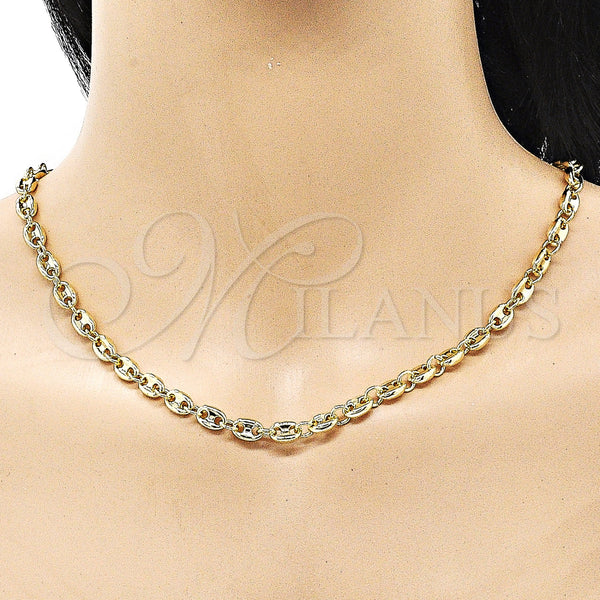 Gold Filled Necklace — Fancy Necklace Puff Mariner Design Polished 03. 06 — alternate product view — SKU 155172 | Oro Laminado collar — elegante Necklace Puff Mariner diseño pulido 03. 06 — SKU 155172