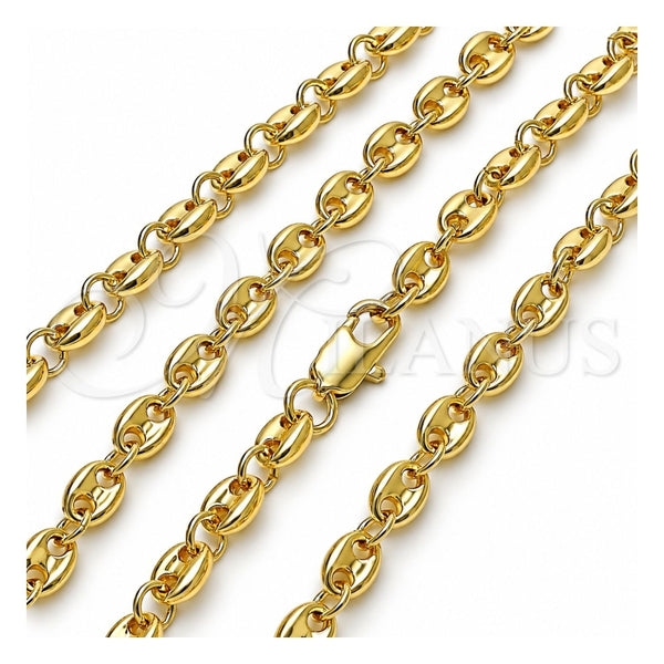Oro Laminado Fancy Necklace, Gold Filled Style Puff Mariner Design, Polished, Golden Finish, 03.213.0234.24 (06 MM Thickness, 24 Inches Length)