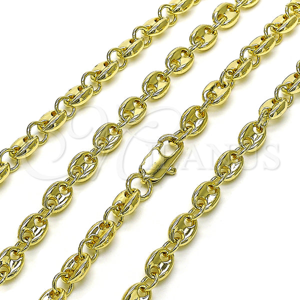 Oro Laminado Fancy Necklace, Gold Filled Style Puff Mariner Design, Polished, Golden Finish, 03.213.0234.24 (06 MM Thickness, 24 Inches Length)