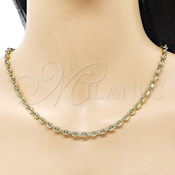 Gold Filled Necklace — Fancy Necklace Puff Mariner Design Polished 03. Thickness — alternate product view — SKU 155173 | Oro Laminado collar — elegante Necklace Puff Mariner diseño pulido 03. Thickness — SKU 155173