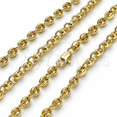 Oro Laminado Fancy Necklace, Gold Filled Style Puff Mariner Design, Polished, Golden Finish, 03.213.0233.24 (Thickness, 24 Inches Length)
