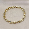 Oro Laminado Fancy Bracelet, Gold Filled Style Puff Mariner Design, Polished, Golden Finish, 03.213.0262.08 (07 MM Thickness, 8 Inches Length)