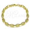 Oro Laminado Fancy Bracelet, Gold Filled Style Puff Mariner Design, Polished, Golden Finish, 03.213.0262.08 (07 MM Thickness, 8 Inches Length)