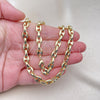 Oro Laminado Fancy Necklace, Gold Filled Style Puff Mariner Design, Polished, Golden Finish, 03.213.0262.24 (07 MM Thickness, 24 Inches Length)
