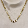Oro Laminado Fancy Necklace, Gold Filled Style Puff Mariner Design, Polished, Golden Finish, 03.213.0262.24 (07 MM Thickness, 24 Inches Length)