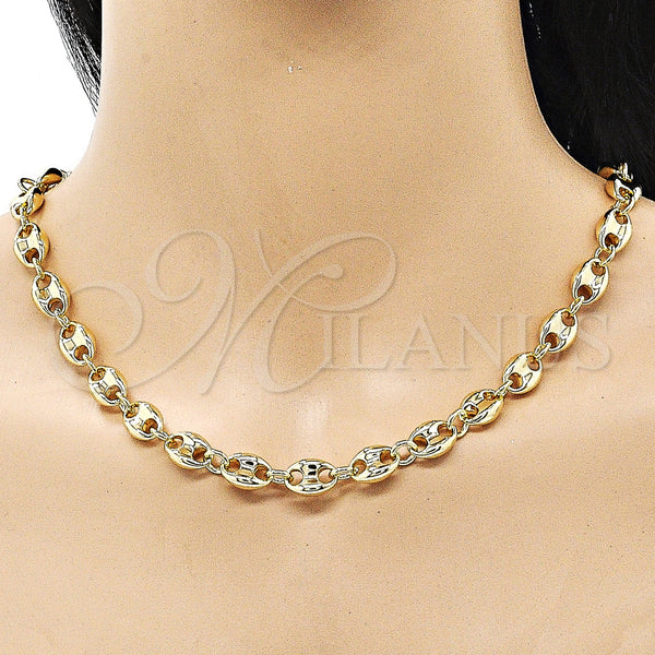 Gold Filled Necklace — Fancy Necklace Puff Mariner Design Polished 04. Thickness — alternate product view — SKU 155176 | Oro Laminado collar — elegante Necklace Puff Mariner diseño pulido 04. Thickness — SKU 155176