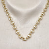 Oro Laminado Fancy Necklace, Gold Filled Style Puff Mariner Design, Polished, Golden Finish, 04.213.0313.24 (Thickness, 24 Inches Length)