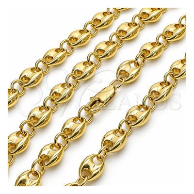 Oro Laminado Fancy Necklace, Gold Filled Style Puff Mariner Design, Polished, Golden Finish, 04.213.0313.24 (Thickness, 24 Inches Length)