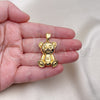 Oro Laminado Fancy Pendant, Gold Filled Style Teddy Bear Design, Polished, Golden Finish, 05.342.0209