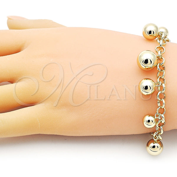 Gold Filled Bracelet — Charm Bracelet Ball and Rolo Design Polished 03. — alternate product view — SKU 155194 | Oro Laminado brazalete — Charm Bracelet Ball and Rolo diseño pulido 03. — SKU 155194