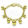 Oro Laminado Charm Bracelet, Gold Filled Style Ball and Rolo Design, Polished, Golden Finish, 03.213.0265.07 (06 MM Thickness, 7 Inches Length)