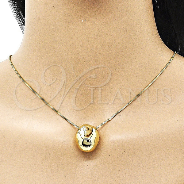 Gold Filled Necklace — Pendant Necklace Ball and Box Design Polished 04. — alternate product view — SKU 155199 | Oro Laminado collar — Pendant Necklace Ball and Box diseño pulido 04. — SKU 155199