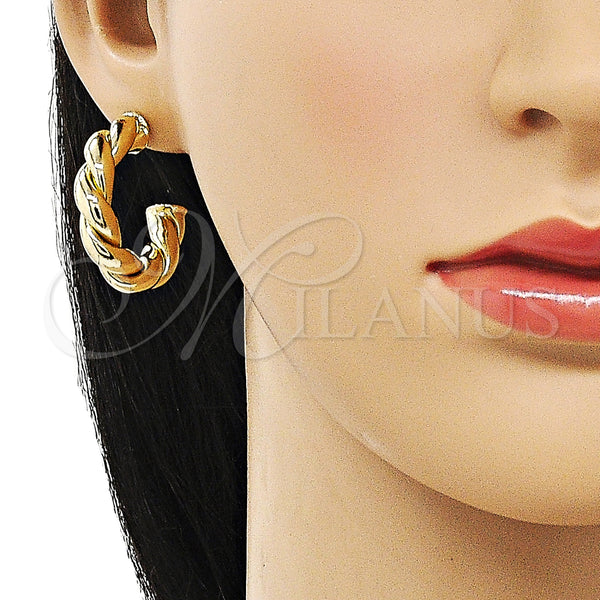 Gold Filled Hoop Earrings — Medium Hoop Twist and Hollow Design Polished 02. — alternate product view — SKU 155200 | Oro Laminado aretes de aro — Medium Hoop Twist and Hollow diseño pulido 02. — SKU 155200