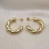 Oro Laminado Medium Hoop, Gold Filled Style Twist and Hollow Design, Polished, Golden Finish, 02.213.0634.30
