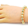Oro Laminado Adjustable Bolo Bracelet, Gold Filled Style Ball and Disco Design, with White Cubic Zirconia, Diamond Cutting Finish, Golden Finish, 03.368.0097 (10 MM Thickness, 12 Inches Length)