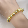 Oro Laminado Adjustable Bolo Bracelet, Gold Filled Style Ball and Disco Design, with White Cubic Zirconia, Diamond Cutting Finish, Golden Finish, 03.368.0097 (10 MM Thickness, 12 Inches Length)