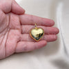 Oro Laminado Fancy Pendant, Gold Filled Style Heart and Hollow Design, Polished, Golden Finish, 05.368.0007