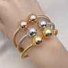 Oro Laminado Trio Bangle, Gold Filled Style Ball and Twist Design, Polished, Tricolor, 07.170.0019 (04 MM Thickness, One size fits all)