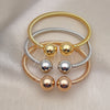 Oro Laminado Trio Bangle, Gold Filled Style Ball and Twist Design, Polished, Tricolor, 07.170.0019 (04 MM Thickness, One size fits all)