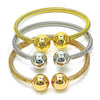 Oro Laminado Trio Bangle, Gold Filled Style Ball and Twist Design, Polished, Tricolor, 07.170.0019 (04 MM Thickness, One size fits all)