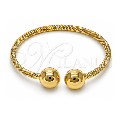Oro Laminado Individual Bangle, Gold Filled Style Ball and Twist Design, Polished, Golden Finish, 07.170.0020 (04 MM Thickness, One size fits all)