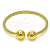Oro Laminado Individual Bangle, Gold Filled Style Ball and Twist Design, Polished, Golden Finish, 07.170.0020 (04 MM Thickness, One size fits all)