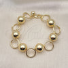 Oro Laminado Fancy Bracelet, Gold Filled Style Ball Design, Polished, Golden Finish, 03.331.0233.09 (16 MM Thickness, 9 Inches Length)