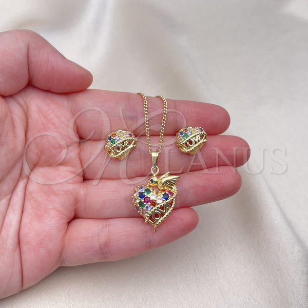 Gold Filled Ring — Earring and Pendant Adult Set Heart and Bird — alternate product view — SKU 155213 | Oro Laminado anillo — Earring and Pendant Adult Set corazón and Bird — SKU 155213
