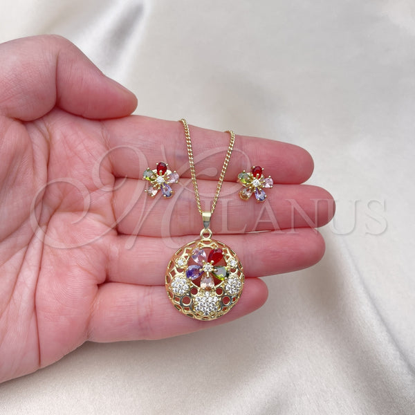Gold Filled Ring — Earring and Pendant Adult Set Flower Design with — alternate product view — SKU 155217 | Oro Laminado anillo — Earring and Pendant Adult Set flor diseño with — SKU 155217
