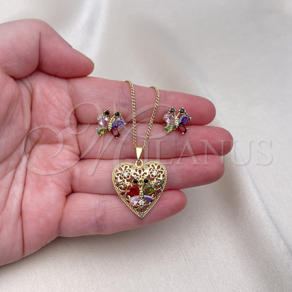 Gold Filled Ring — Earring and Pendant Adult Set Heart and Butterfly — alternate product view — SKU 155218 | Oro Laminado anillo — Earring and Pendant Adult Set corazón and mariposa — SKU 155218