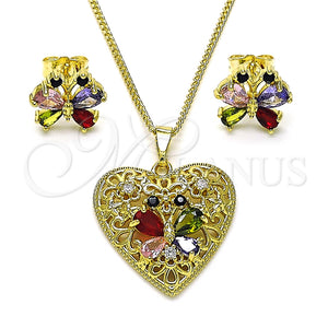 Gold Filled Ring — Earring and Pendant Adult Set Heart and Butterfly — main product view — SKU 155218 | Oro Laminado anillo — Earring and Pendant Adult Set corazón and mariposa — SKU 155218