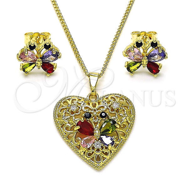 Gold Filled Ring — Earring and Pendant Adult Set Heart and Butterfly — main product view — SKU 155218 | Oro Laminado anillo — Earring and Pendant Adult Set corazón and mariposa — SKU 155218